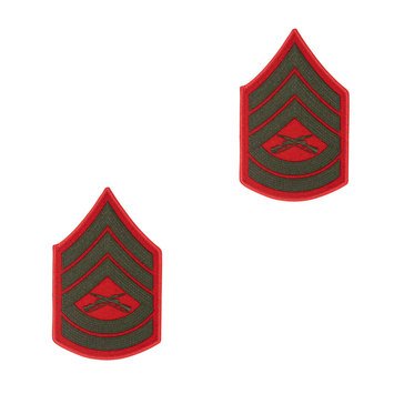 USMC Women's Chevron Green on Red GYSGT