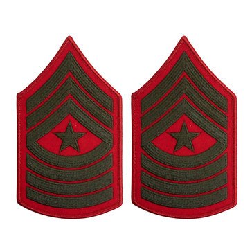 USMC Women's Chevron Green On Red Merrowed SGTMAJ