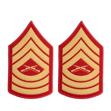 USMC Women's Chevron Gold on Red MSGT