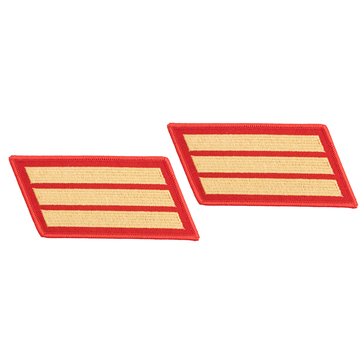 USMC Women's Service Stripe Set-3 Gold on Red Merrowed