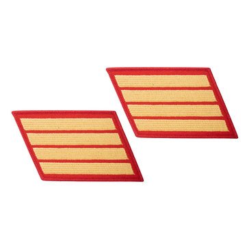 USMC Women's Service Stripe Set-4 Gold on Red Merrowed