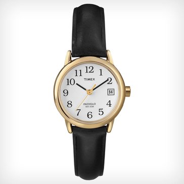 Timex Women's Easy Reader Black Leather Watch, 25mm