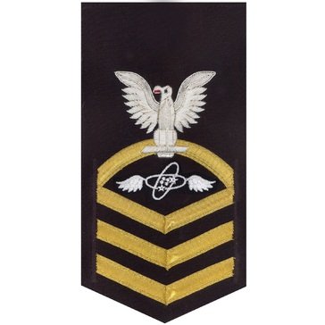 Men's E7 (ATC) Rating Badge in LACE Gold on Blue POLY/WOOL for Aviation Electronics Technician