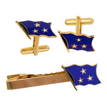 Tie Bar and Cuff Link SET VADM 3 Star LINE