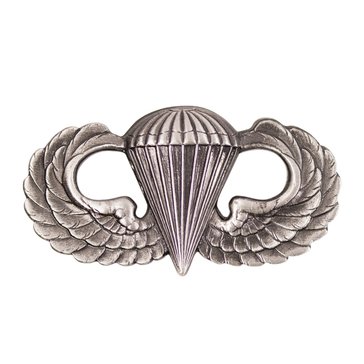 Warfare Badge Full Size PARACHUTIST BASIC Mirror Finish Silver