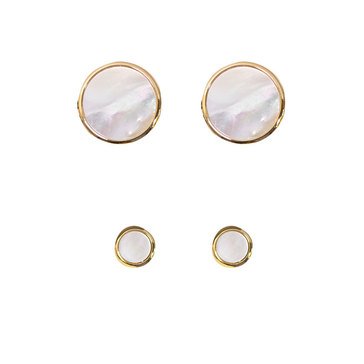 Shirt Studs (4) and Cuff Links White Pearl