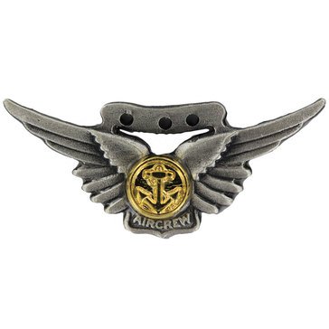 Warfare Badge Miniature CMBT AIRCREW  Oxidized  Silver