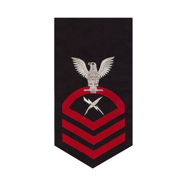 Men's E7 (CTC) Rating Badge in STANDARD Red on Blue POLY/WOOL for Cryptologic Technician