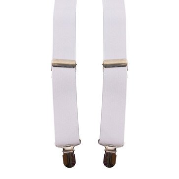Suspenders White Elastic with Clip Ends