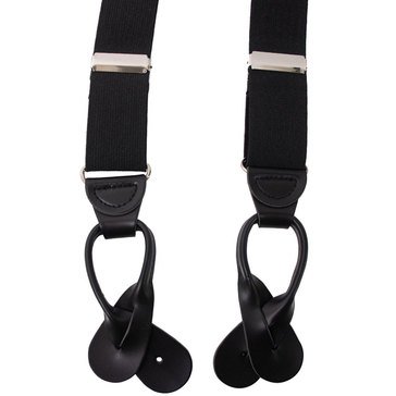 Suspenders Black Elastic with Leather Ends
