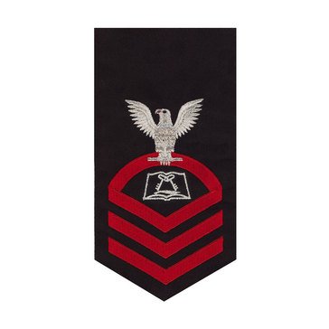 Men's E7 (CSC) Rating Badge in STANDARD Red on Blue POLY/WOOL for Culinary Specialist