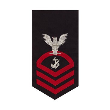 Men's E7 (NCC) Rating Badge in STANDARD Red on Blue POLY/WOOL for Navy Counselor