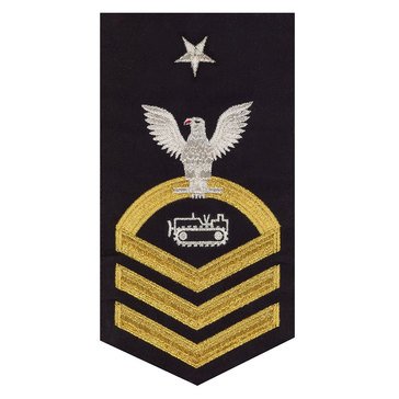 Men's E8 (EOCS) Rating Badge in STANDARD Gold on Blue POLY/WOOL for Equipment Operator