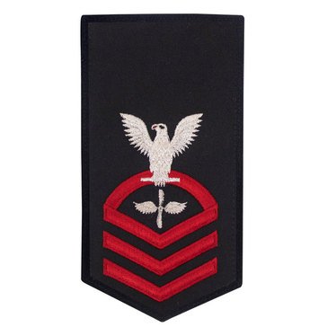 Women's E7 (ADC) Rating Badge in STANDARD Red on Blue POLY/WOOL for Aviation Machinist's Mate 
