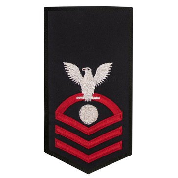 Women's E7 (EMC) Rating Badge in STANDARD Red on Blue POLY/WOOL for Electrician's Mate
