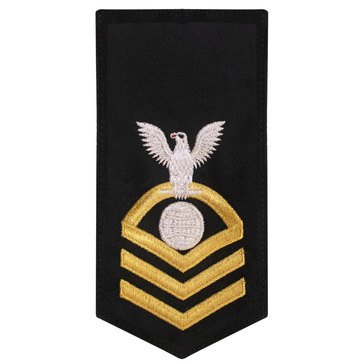 Women's E7 (EMC) Rating Badge in STANDARD Gold on Blue POLY/WOOL for Electrician's Mate