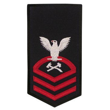 Women's E7 (DCC) Rating Badge in STANDARD Red on Blue POLY/WOOL for Damage Controlman