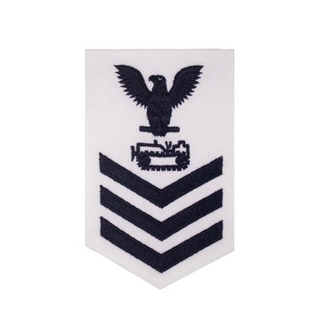 Women's E4-E6 (EO1) Rating Badge in Blue on WHITE CNT for Equipment Operator