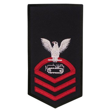 Women's E7 (EOC) Rating Badge in STANDARD Red on Blue POLY/WOOL for Equipment Operator