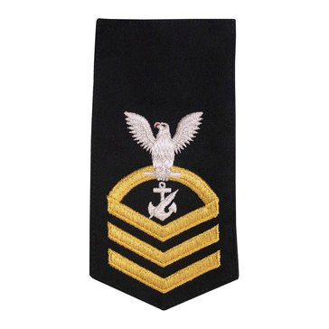 Women's E7 (NCC) Rating Badge in STANDARD Gold on Blue POLY/WOOL for Navy Counselor
