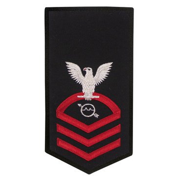 Women's E7 (OSC) Rating Badge in STANDARD Red on Blue POLY/WOOL for Operations Specialist