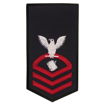 Women's E7 (PNC) Rating Badge in STANDARD Red on Blue POLY/WOOL for Personnelman