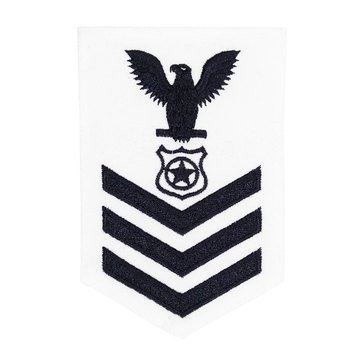 Women's E4-E6 (MA1) Rating Badge in Blue on WHITE CNT for Master at Arms