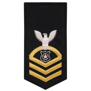 Women's E7 (MAC) Rating Badge in STANDARD Gold on Blue POLY/WOOL for Master at Arms