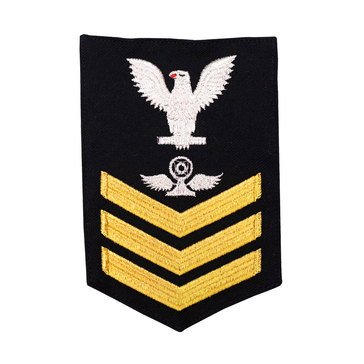Men's E4-E6 (AC1) Rating Badge in STANDARD Gold on Blue SERGE WOOL for Air Traffic Controller