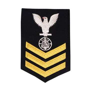 Men's E4-E6 (RP1) Rating Badge in STANDARD Gold on Blue SERGE WOOL for Religious Program Specialist
