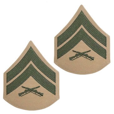 USMC Men's Chevron Green on Khaki CPL