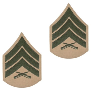 USMC Men's Chevron Green on Khaki SGT