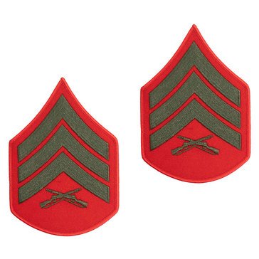 USMC Men's Chevron Green on Red Merrowed SGT