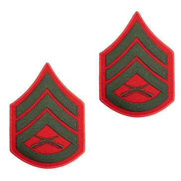 USMC Men's Chevron Green on Red Merrowed SSGT