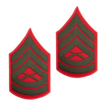 USMC Men's Chevron Green on Red Merrowed GYSGT