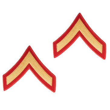 USMC Men's Chevron Gold on Red Merrowed PFC