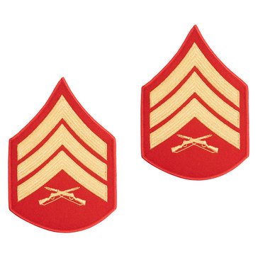 USMC Men's Chevron Gold on Red Merrowed SGT