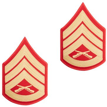 USMC Men's Chevron Gold on Red Merrowed SSGT