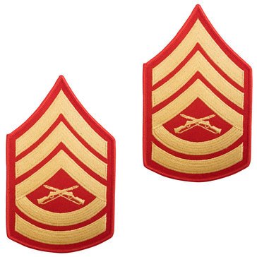 USMC Men's Chevron Gold on Red Merrowed GYSGT