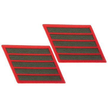 USMC Men's Service Stripe Set 5 Green on Red Merrowed