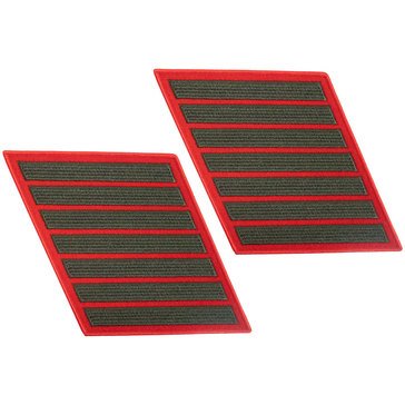 USMC Men's Service Stripe Set 7Green on Red Merrowed