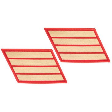 USMC Men's Service Stripe Set 4 Gold on Red Merrowed