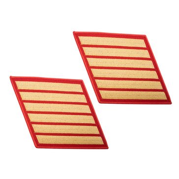 USMC Men's Service Stripe Set 6 Gold on Red Merrowed
