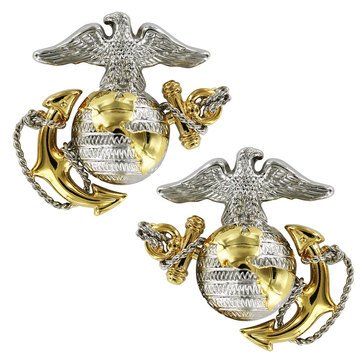 USMC Collar Device EGA Gold/Silver Dress Officer