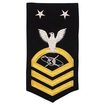 Men's E9 (MCCM) Rating Badge in STANDARD Gold on Blue POLY/WOOL for Mass Communications Specialist