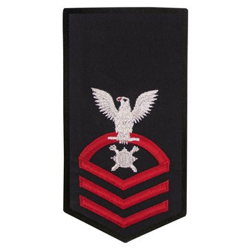 Women's E7 (EODC) Rating Badge in STANDARD Red on Blue POLY/WOOL for Explosive Ordinance Disposal Technician