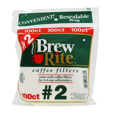 Brew Rite #2 Cone Style Coffee Filter, 100-Count