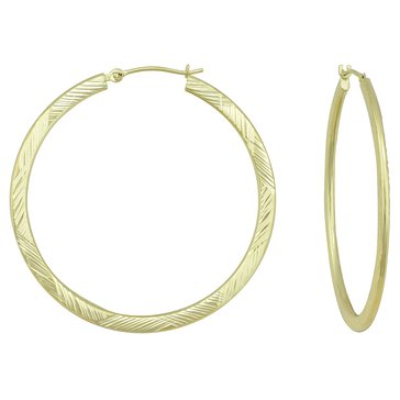 14K Yellow Gold Diamond Cut Hoop Earrings