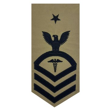 FMF Men's E8 (HMCS) Rating Badge in Blue on Khaki for Hospitalman