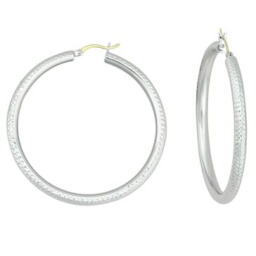 Sterling Silver & 14K DC Hoop Earrings